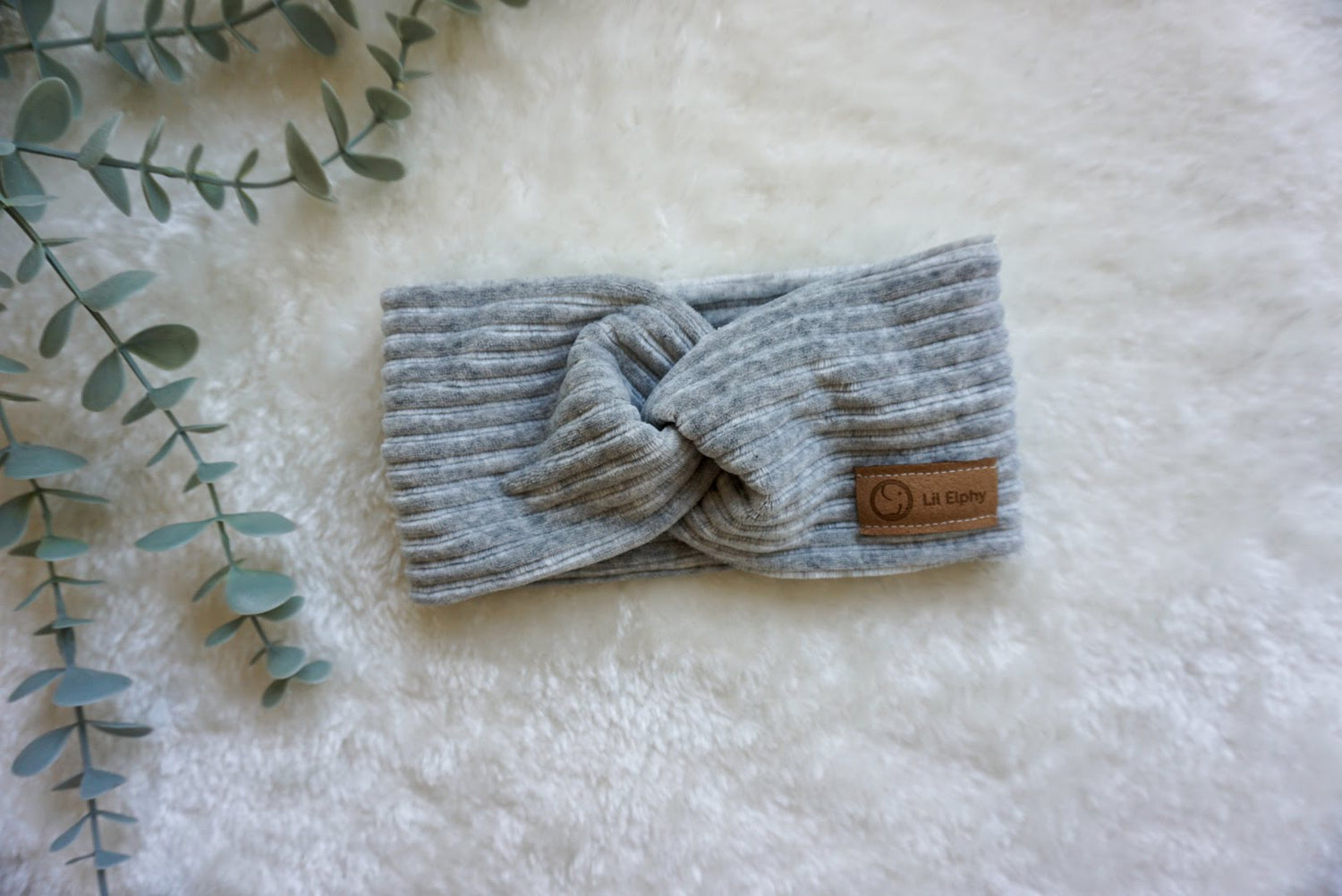 Naglavni trak – rebrast zavit svetlo siv