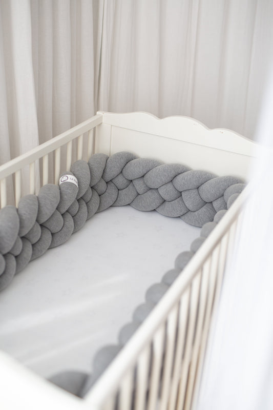 Obposteljna obroba pletenica – temno siva melanž