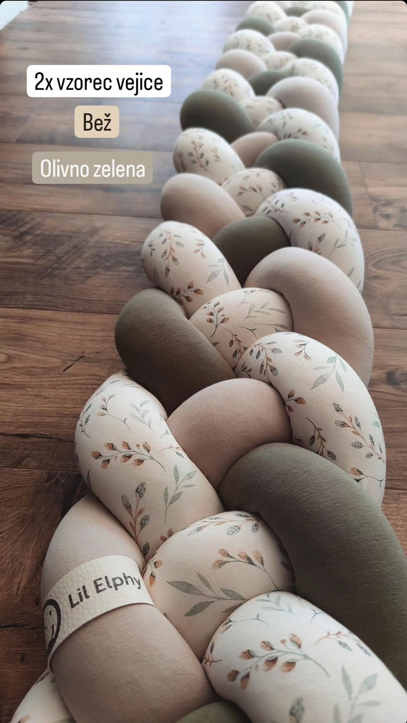 Obposteljna obroba pletenica – večbarvna kombinacija